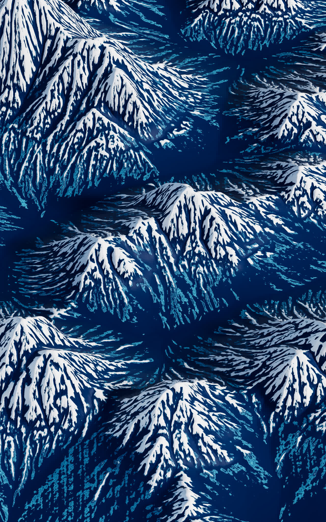 风格化雪山山脉地形3D渲染