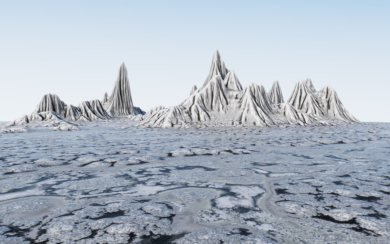 风格化雪山山脉地形3D渲染