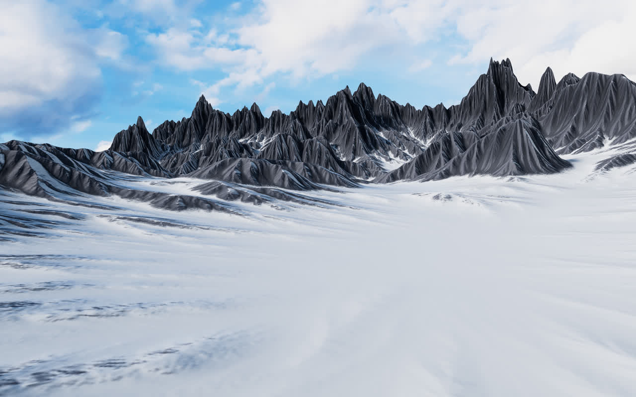 户外雪山山脉地形3D渲染