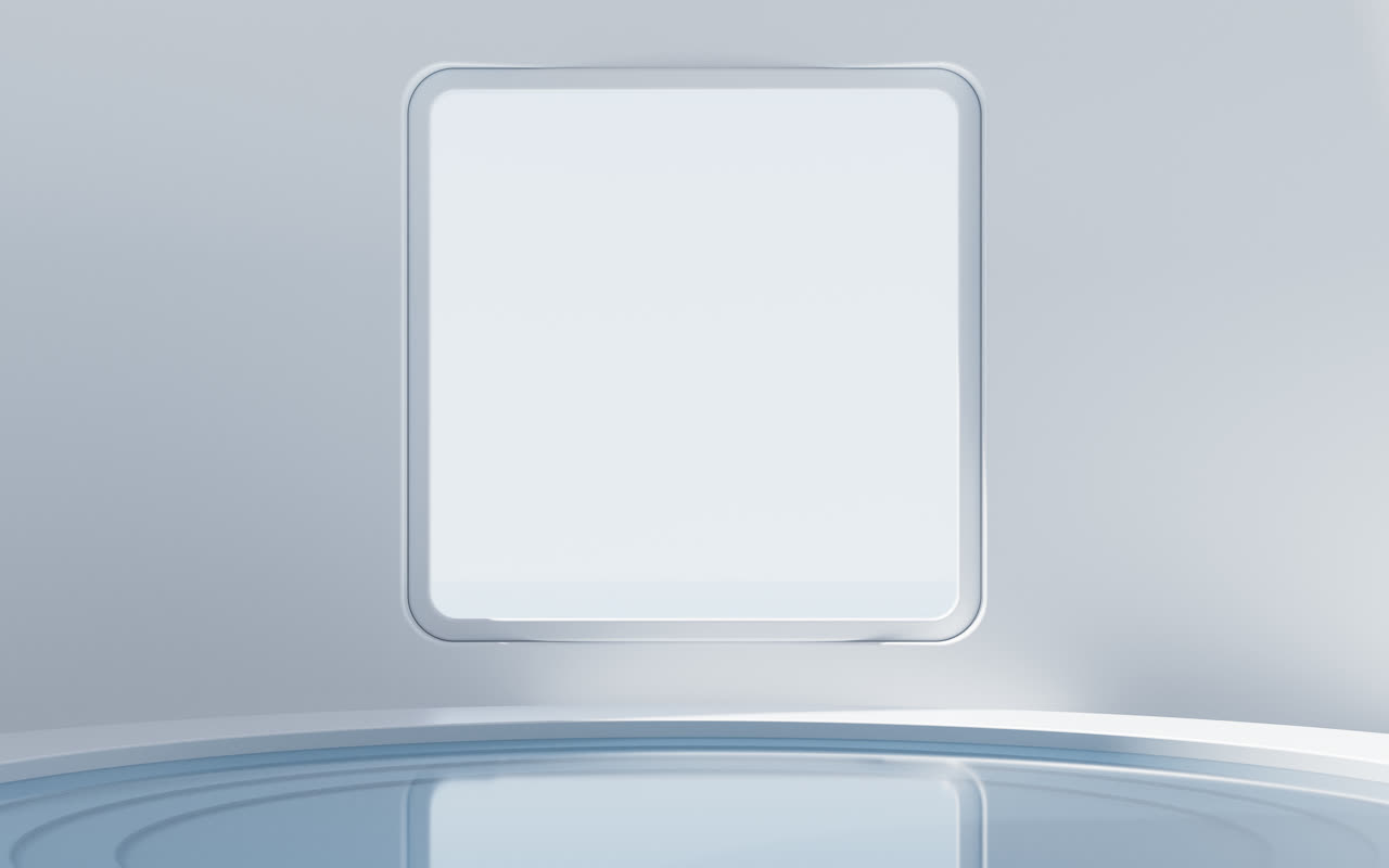 白色简约空房间与水面3D渲染