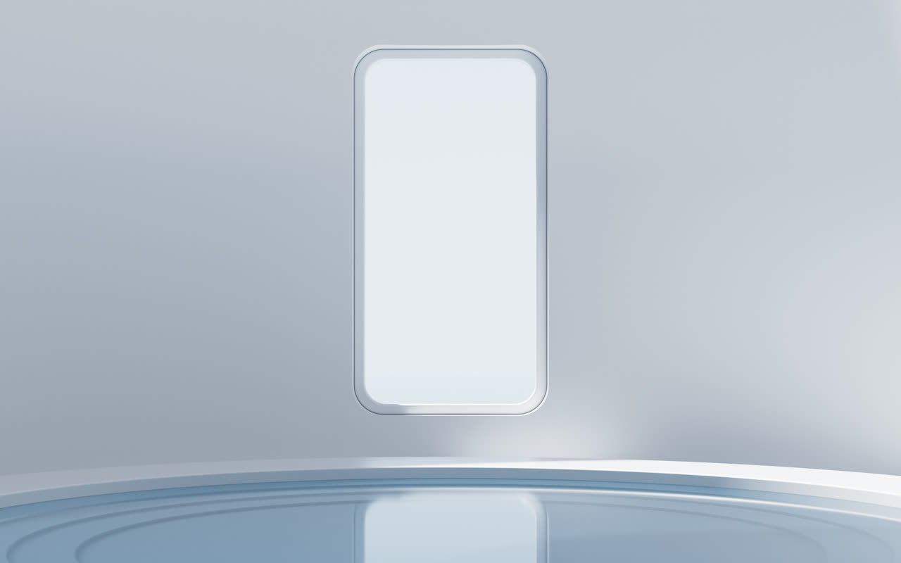 白色简约空房间与水面3D渲染