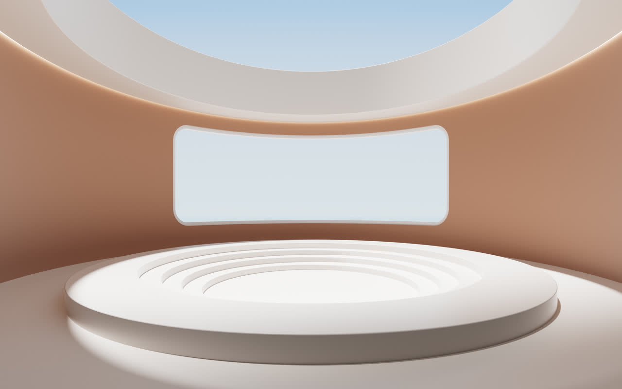 展台背景简约圆形空房间3D渲染