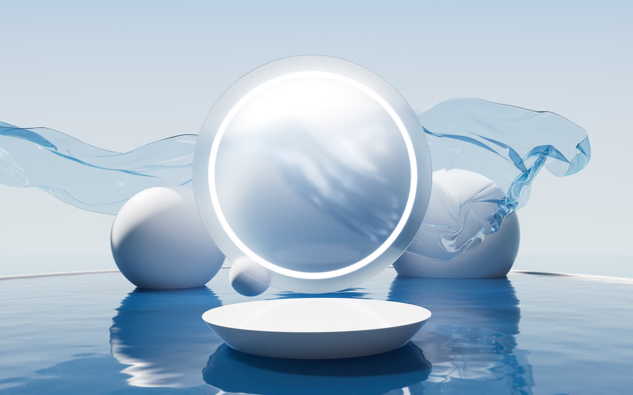 展台背景简约展示台与水面3D渲染