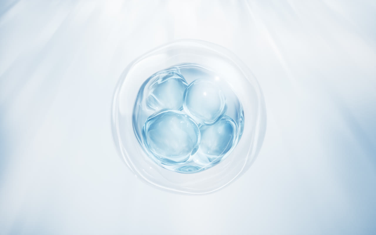 蓝色透明水珠气泡3D渲染