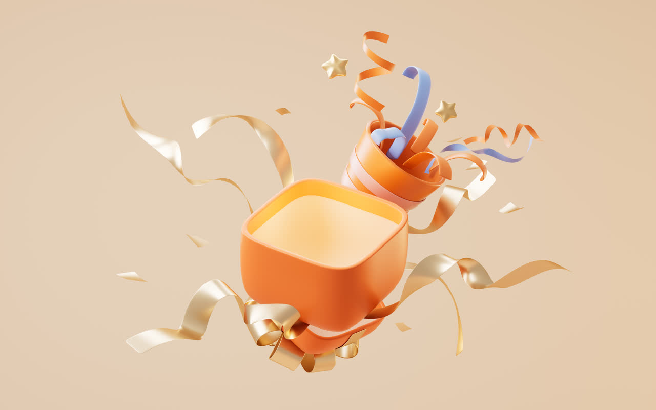 卡通电商节日礼物盒3D渲染