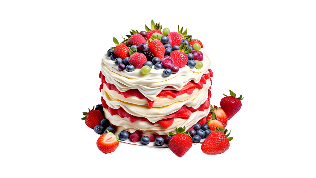 诱人的奶油水果千层多层蛋糕图片