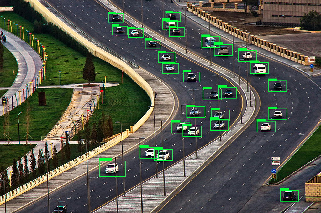 智慧城市交通扫描无人驾驶汽车标记