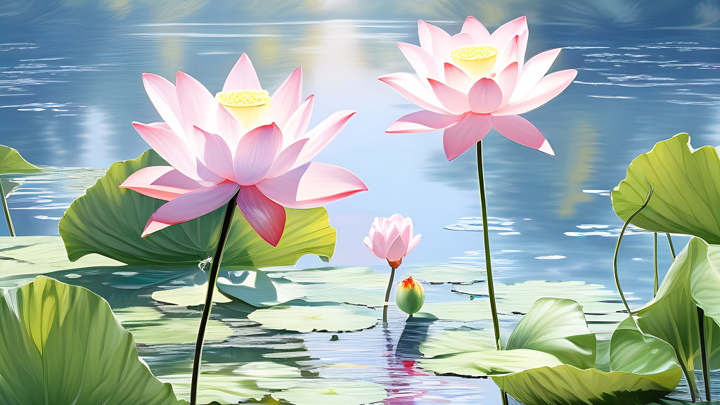 盛开的花度绽开的荷花水莲花电脑背景图片