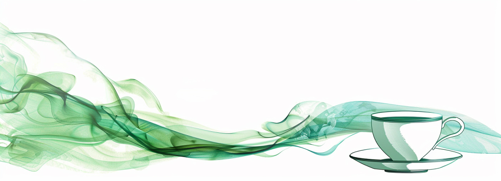 绿色飘带和一杯茶