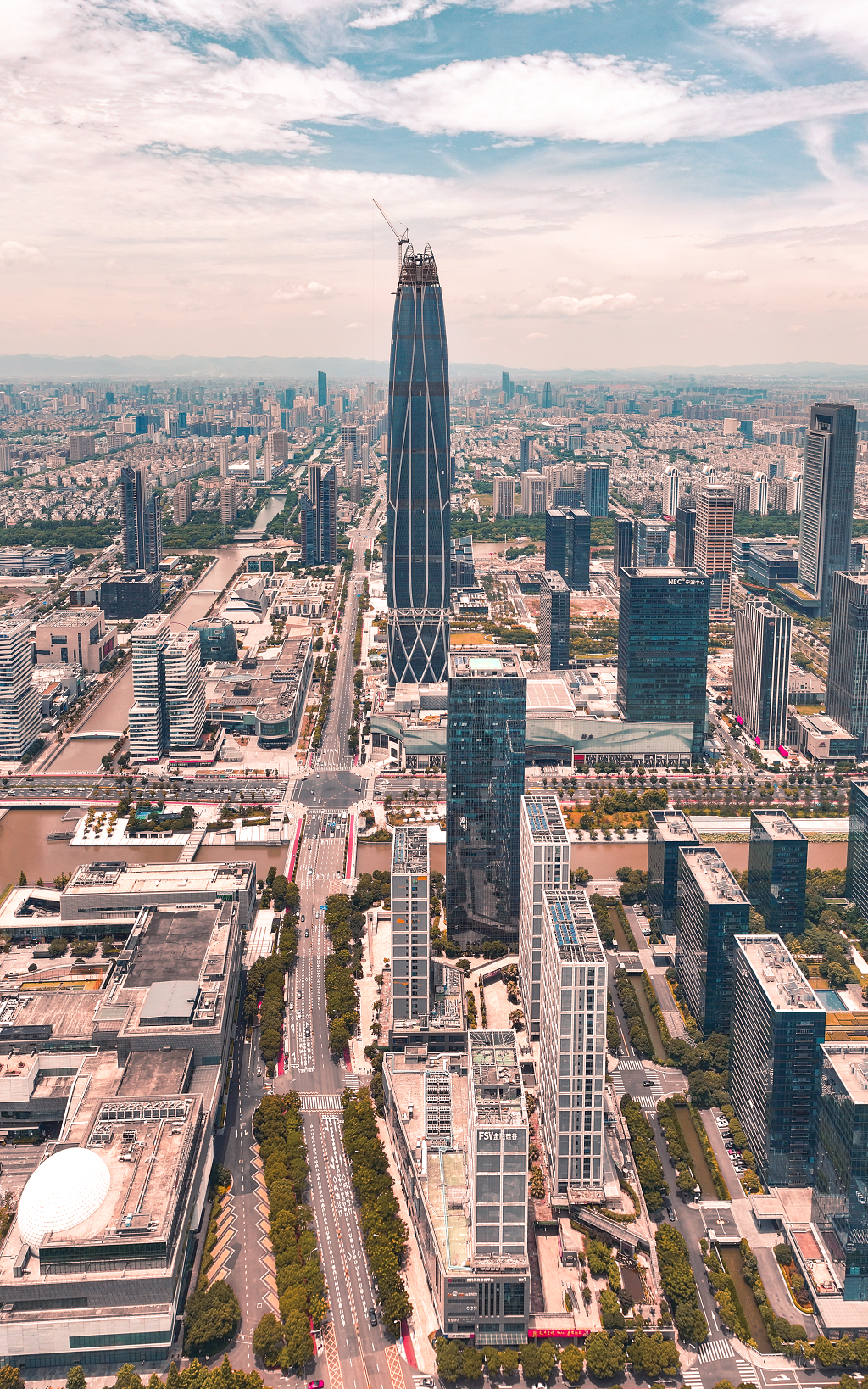 竖版宁波城市中心都市宁波中心航拍拍摄