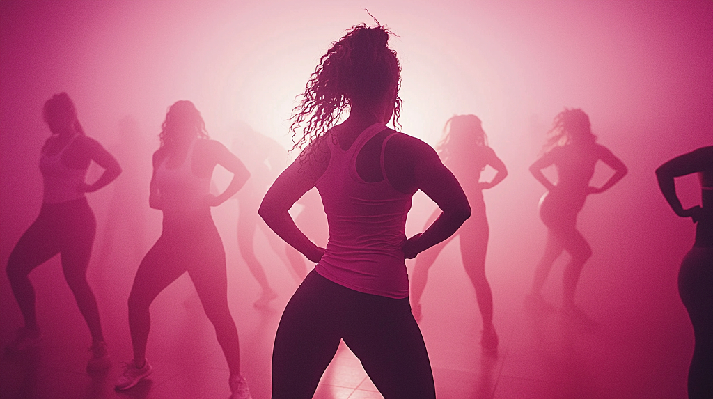 粉红灯光下的健美训练