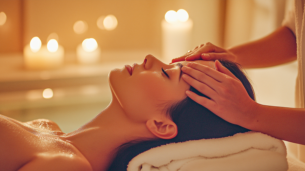 美女脸部按摩护理现代医美行业宣传