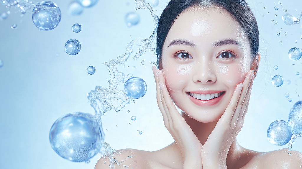 模特护肤擦脸轻拍上脸使用美妆女模