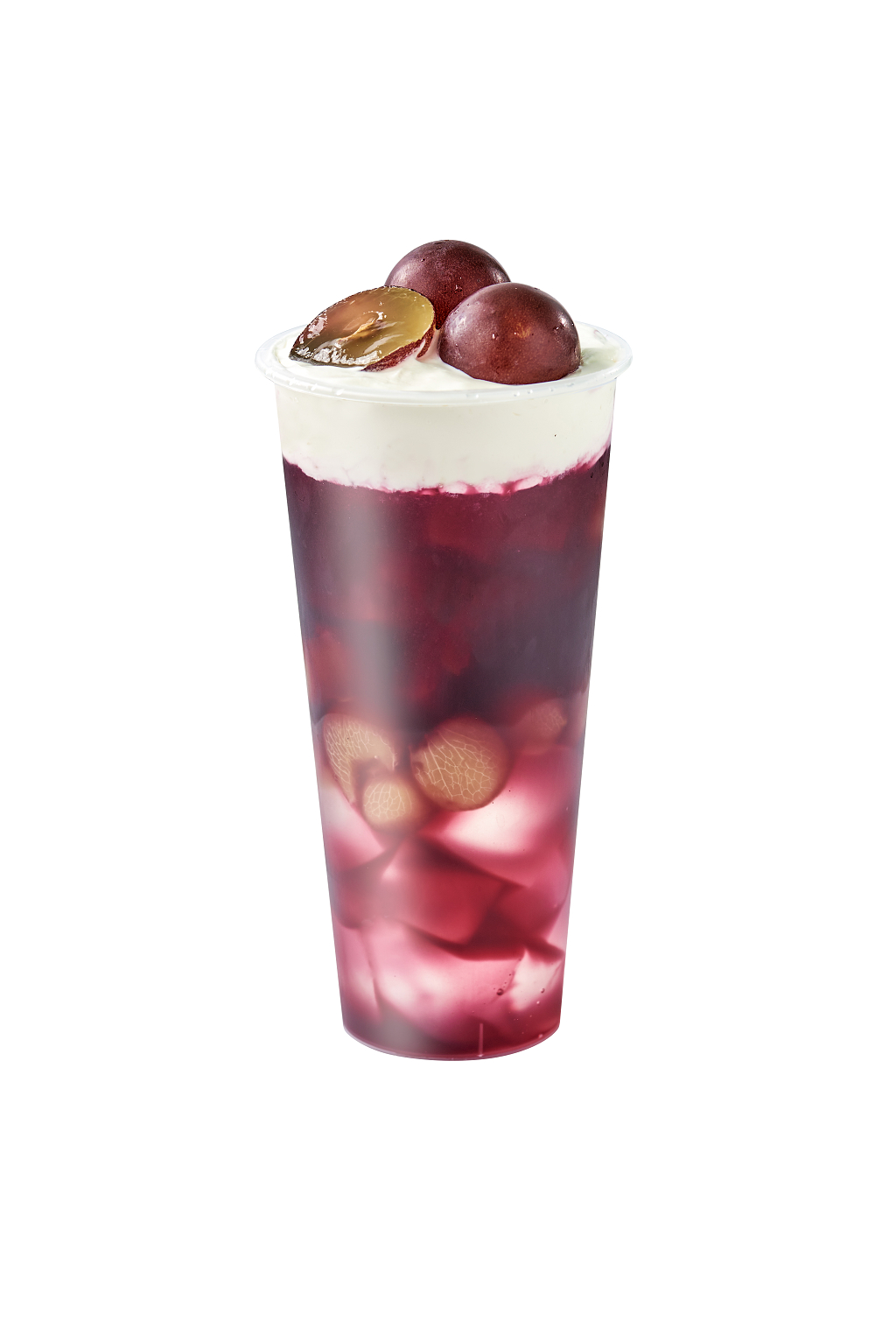 奶茶平视果多肉葡萄茶饮白底图