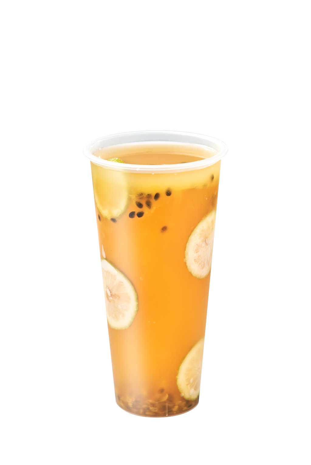 奶茶平视酸酸百香果茶饮白底图