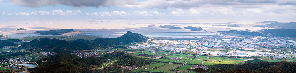 宁波象山珠山远眺大海全景光影