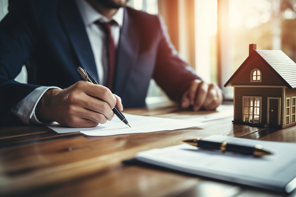 商务手拿钢笔签署合同文件协议