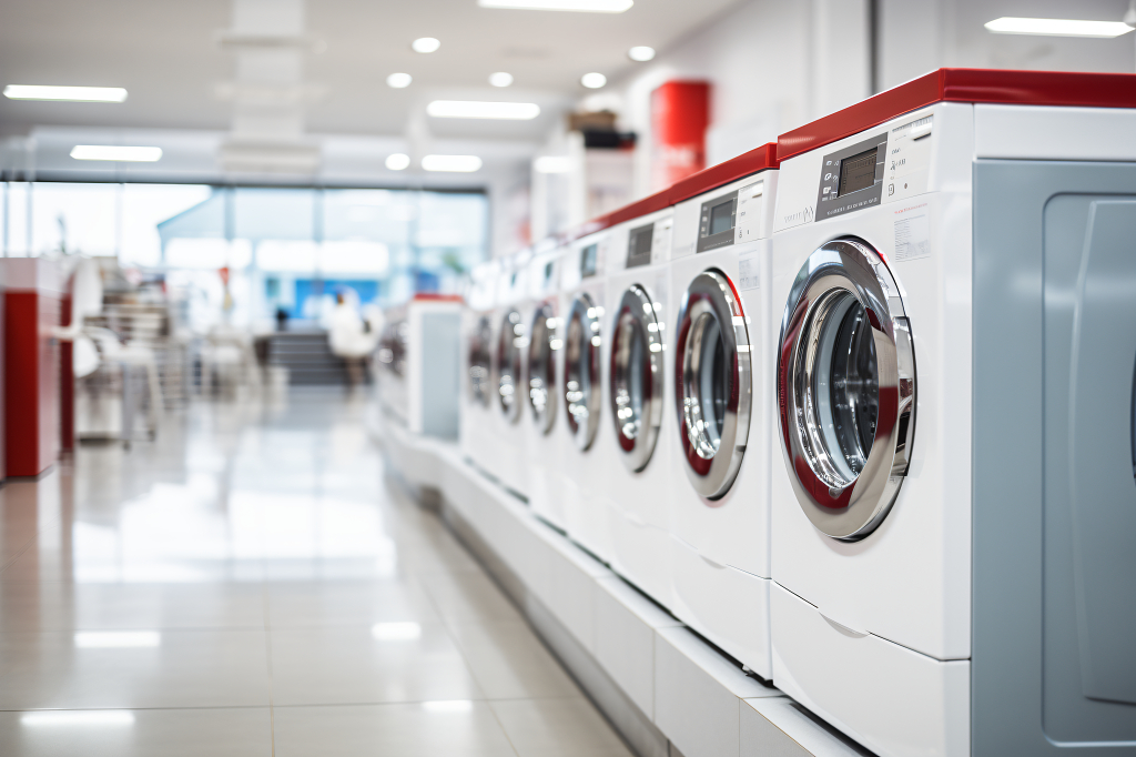 商场内的滚筒洗衣机家用电器