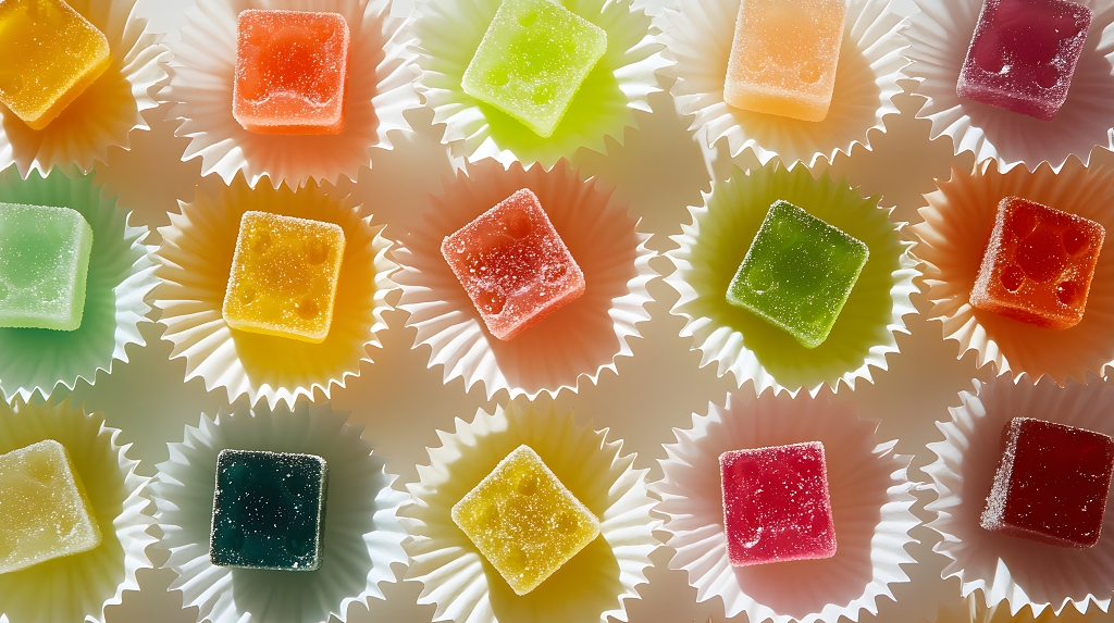 糖粉水果软糖特写五彩缤纷甜美零食