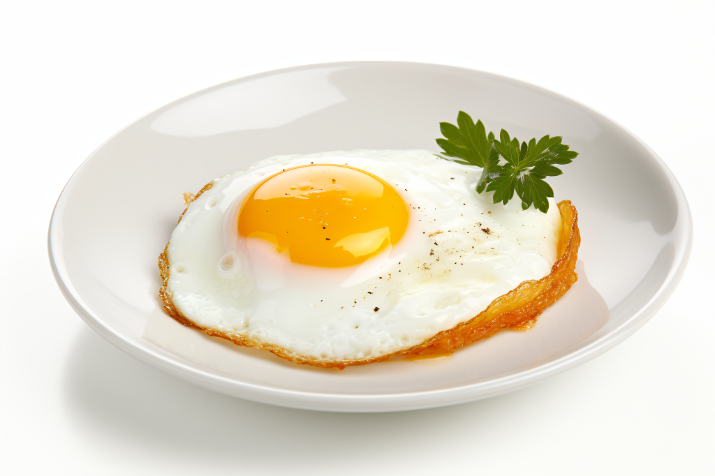 白底图盘子里的荷包蛋早餐食物