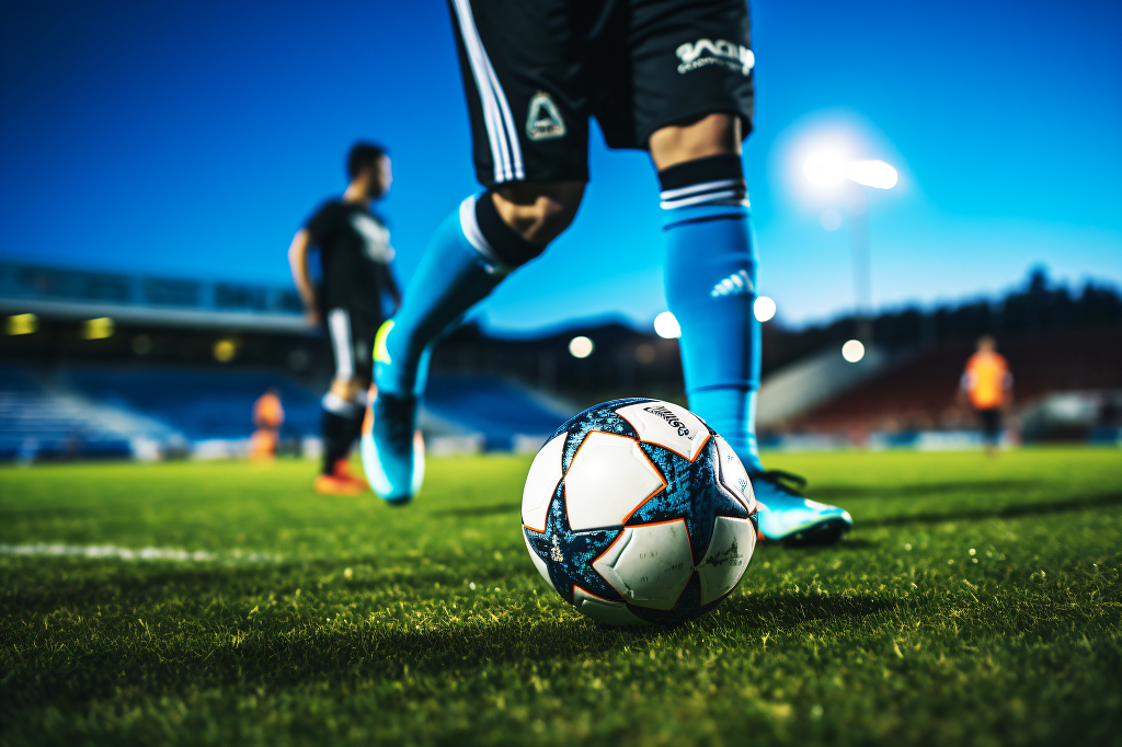 足球场上踢足球足球比赛