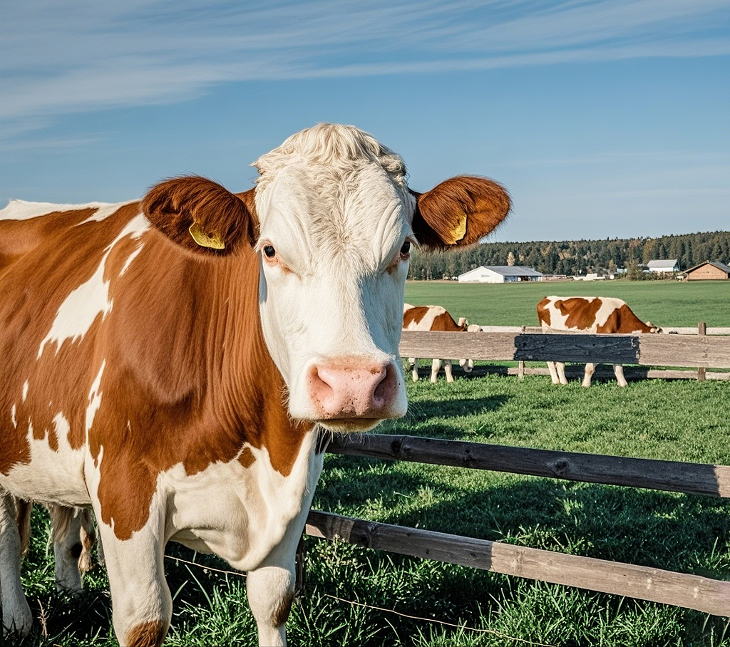 大头黄牛摄影特写牛奶奶牛草原黑白奶牛北海道奶牛风景图