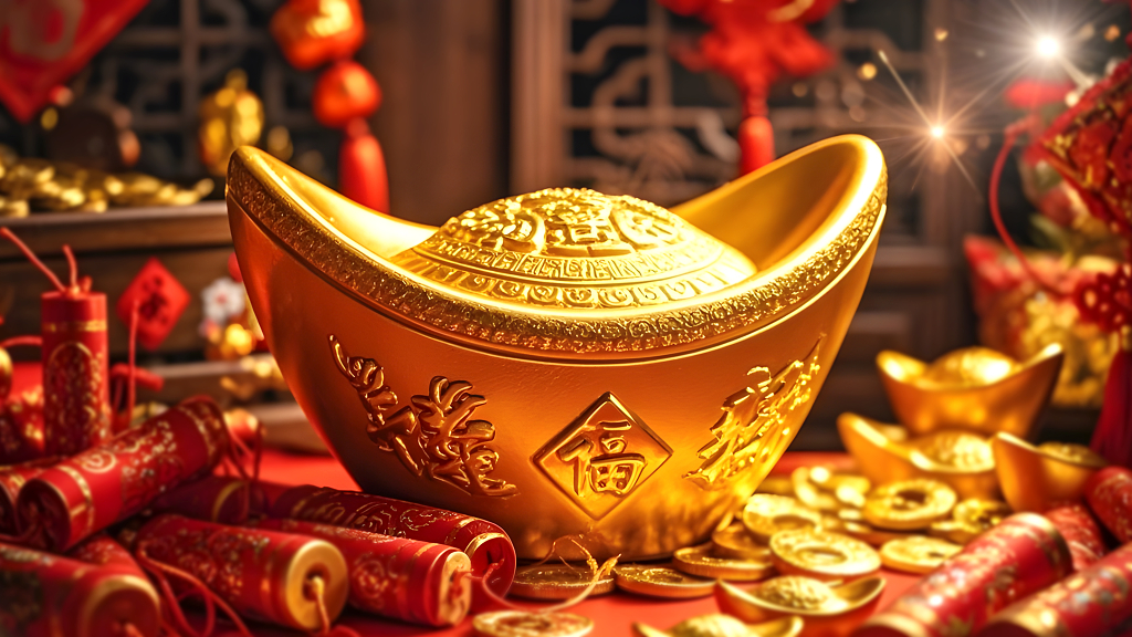 金元宝财源滚滚招财进宝新春新年春节蛇年贺岁海报图