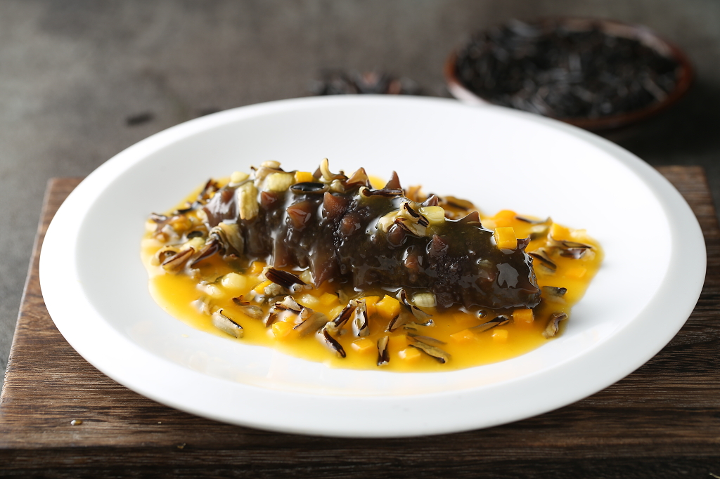 家常菜中餐厅饭店菜单美食宣传单广告实拍图野米煮辽参