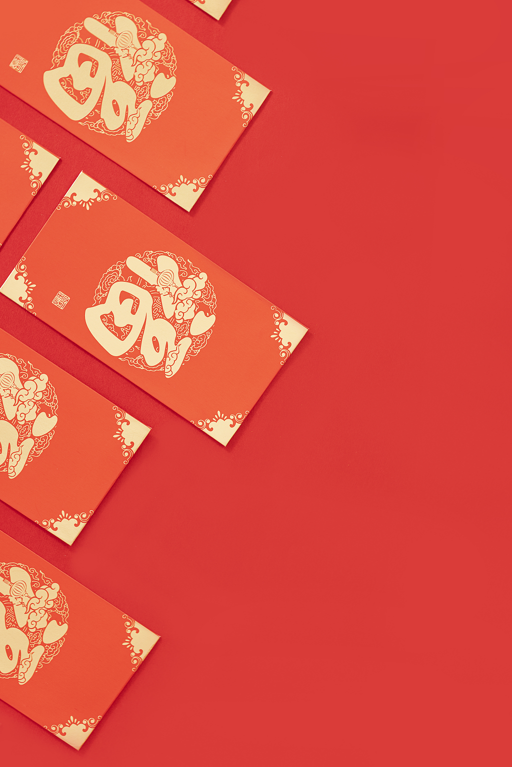 2025年蛇年新年新春春节过节过年传统节日新年元素物件金福字红包红色背景