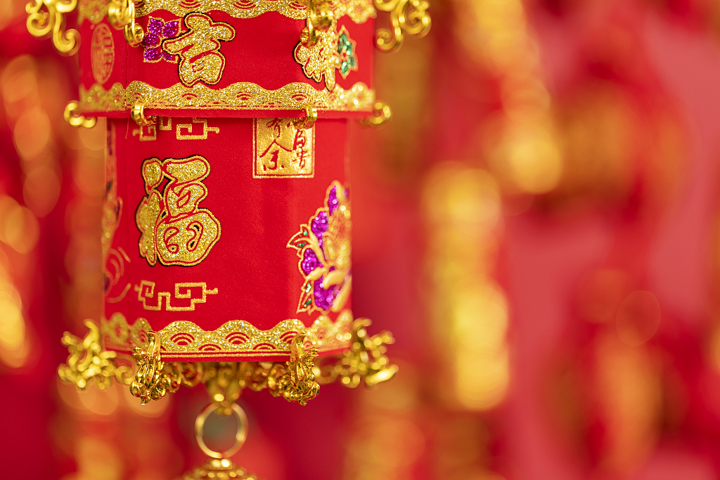 2025年蛇年新年新春春节过节过年传统节日新年元素物件八角灯笼红色新春图片