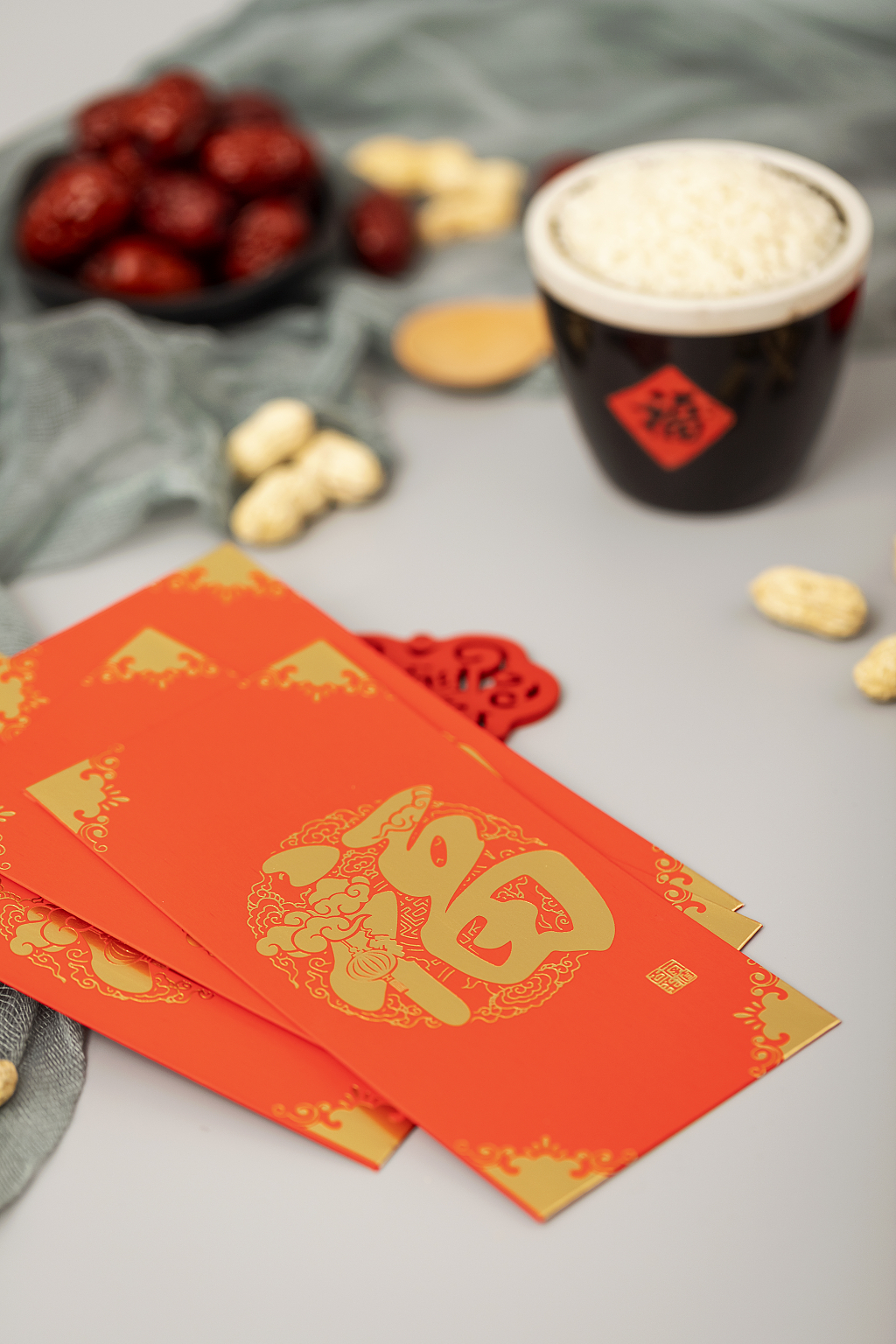 2025年蛇年新年新春春节过节过年传统节日新年元素物件福字红包新年清新背景