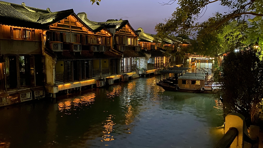浙江桐乡乌镇西栅水乡夜景江南水乡风景