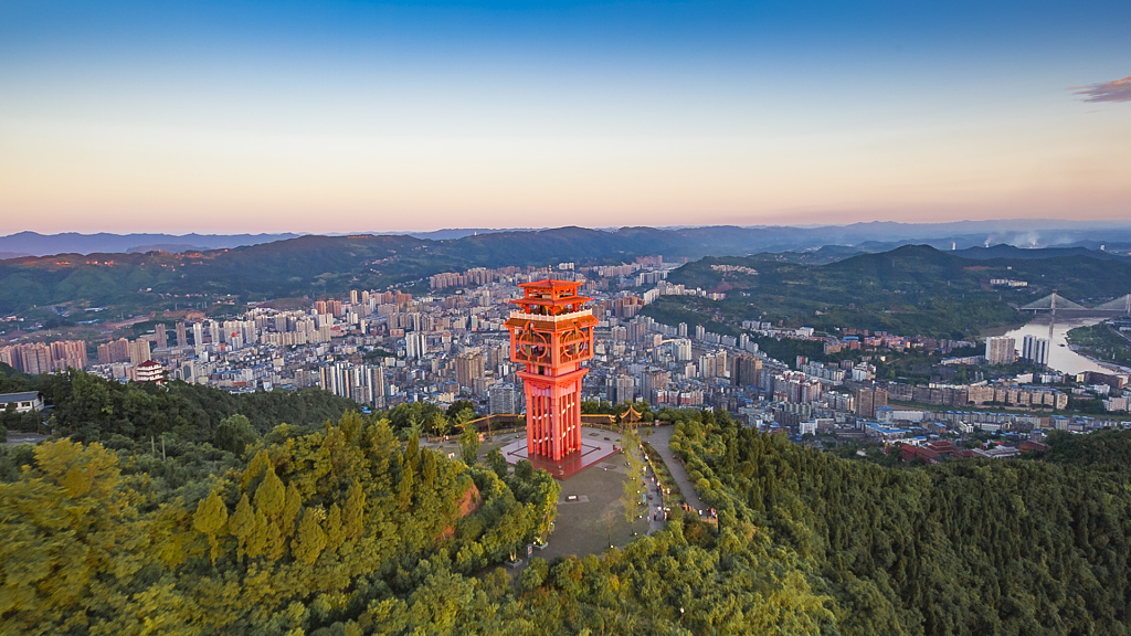 达州凤凰楼城市旅游旅行摄影地标建筑风景
