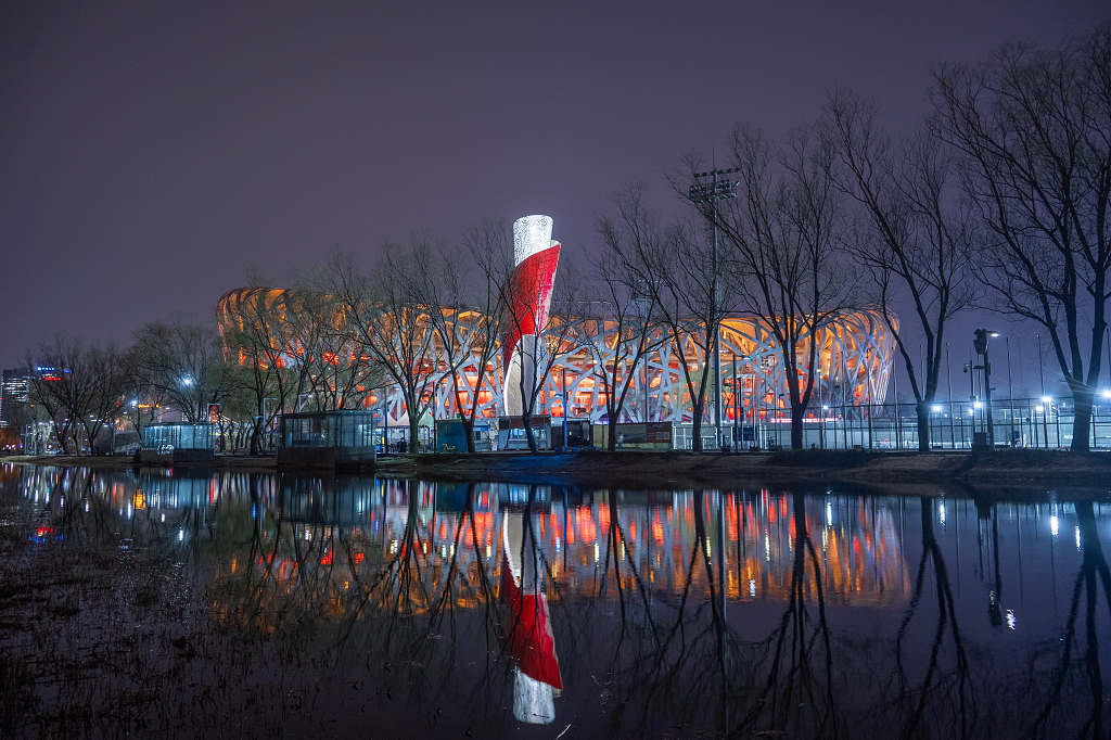 北京鸟巢夜景实拍图