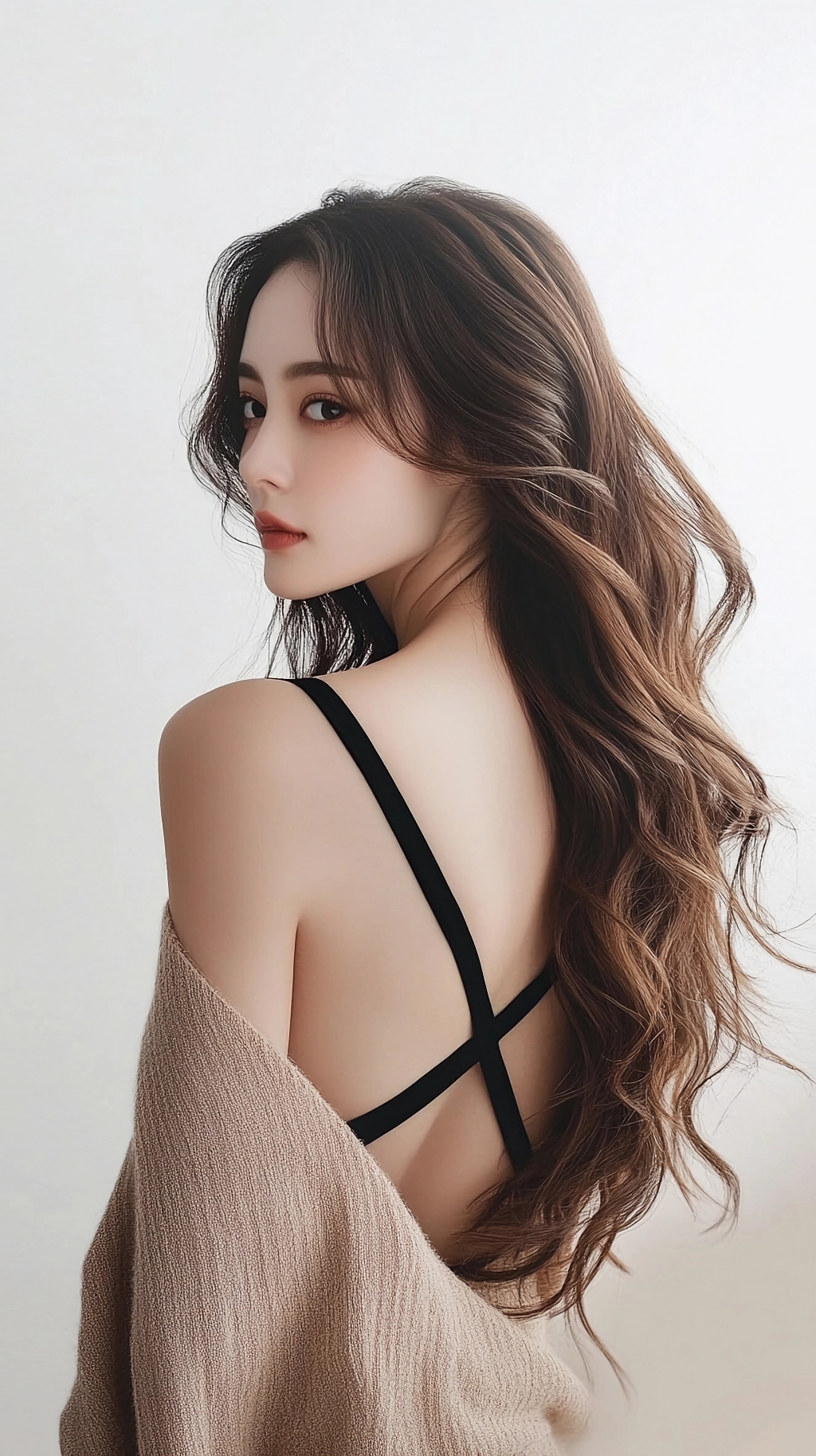 简约背景韩系美女的医美美容风情AI