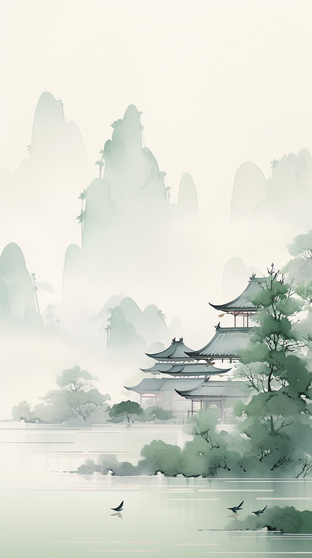 春天清明节二十四节气电脑桌面壁纸清明节中国风插画AI