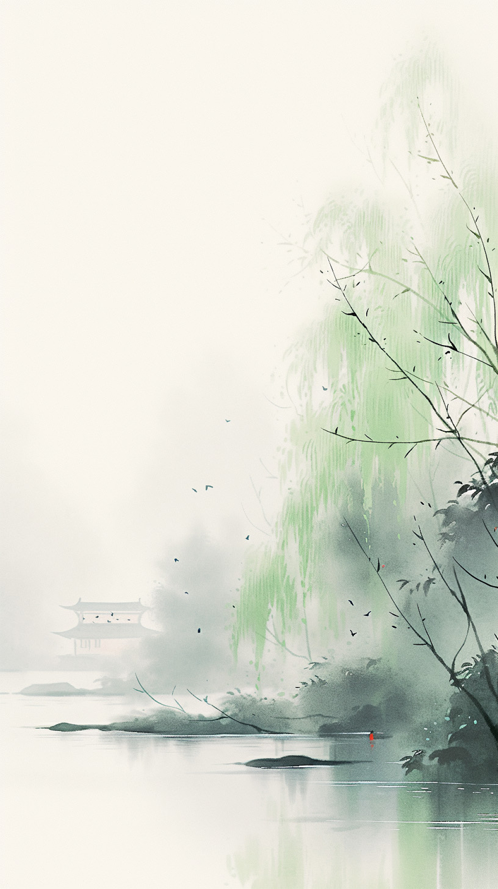 春天清明节二十四节气电脑桌面壁纸清明节中国风插画AI