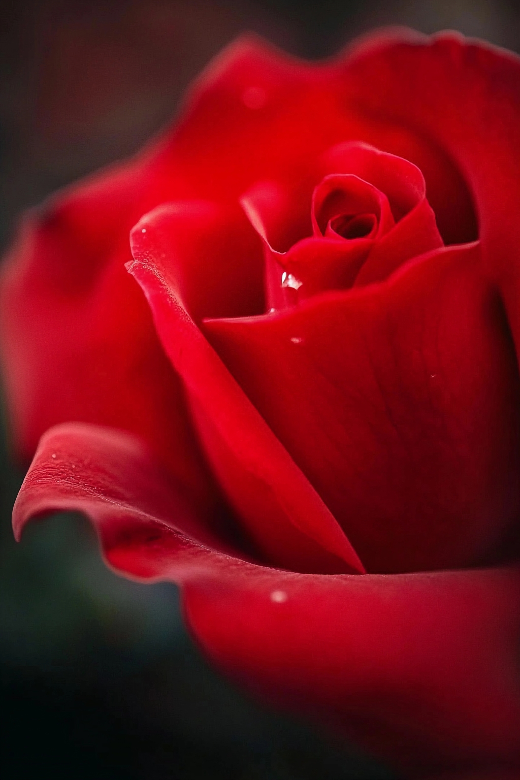 特写镜头下带水珠的娇艳红色玫瑰彰显炽热爱情AI