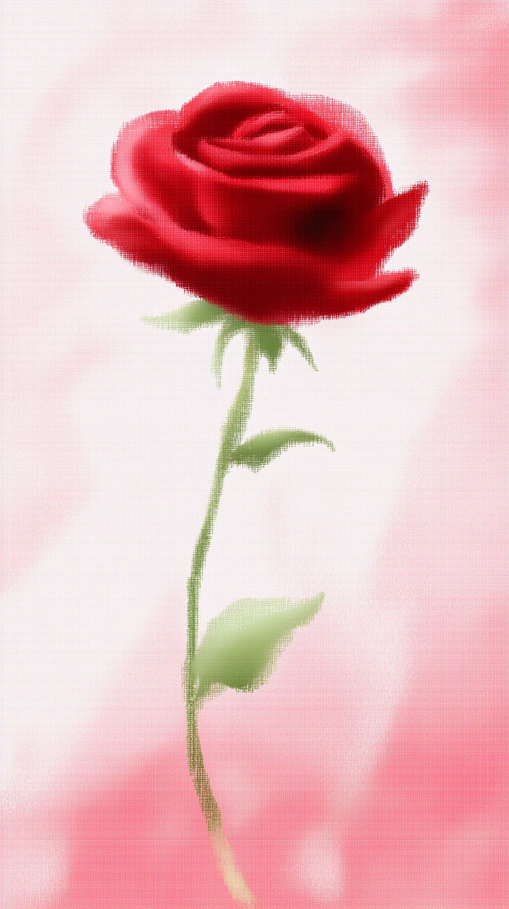 粉色渐变背景中独立绽放的鲜艳红色玫瑰花AI