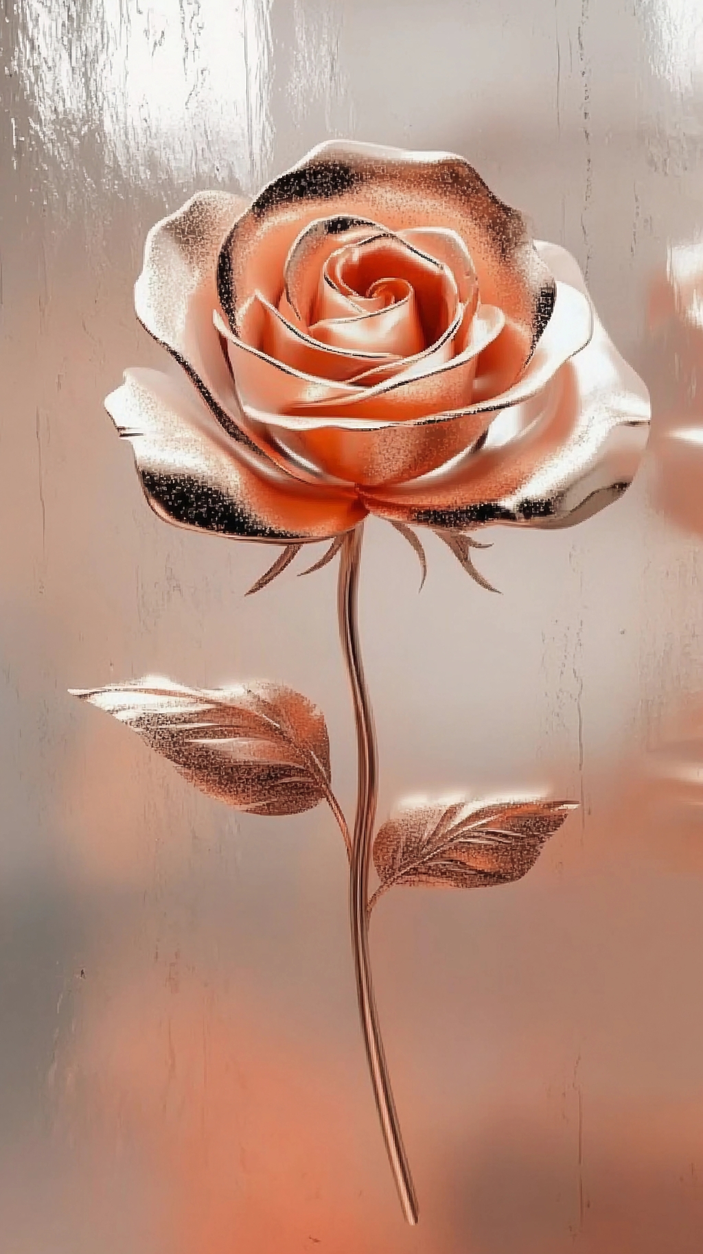 带有纹理背景的金属光泽玫瑰展现别样浪漫AI