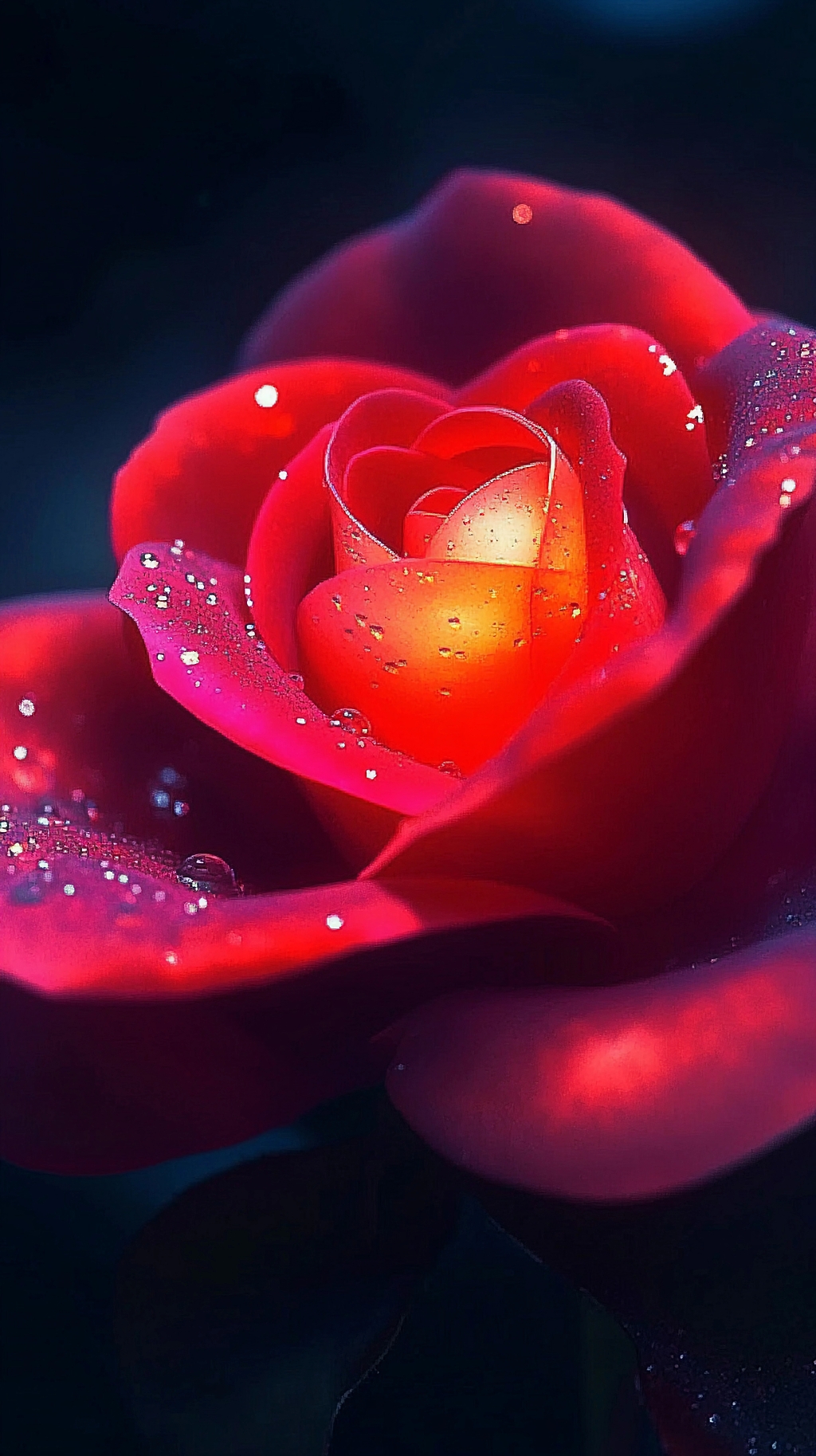 特写拍摄娇艳红玫瑰花瓣的细腻质感与色彩层次AI