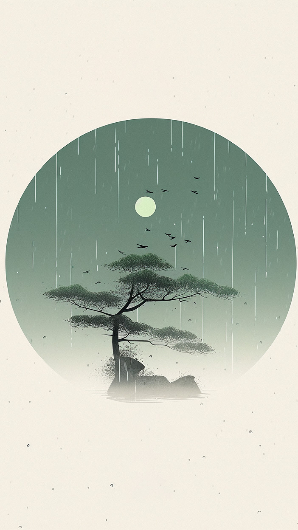 中国风清明节雨景插画AI