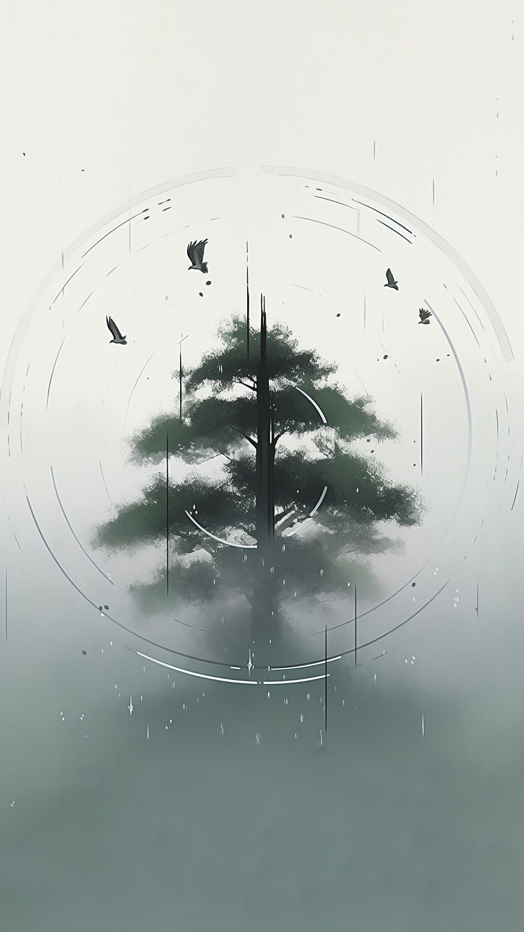 中国风清明节雨景插画AI