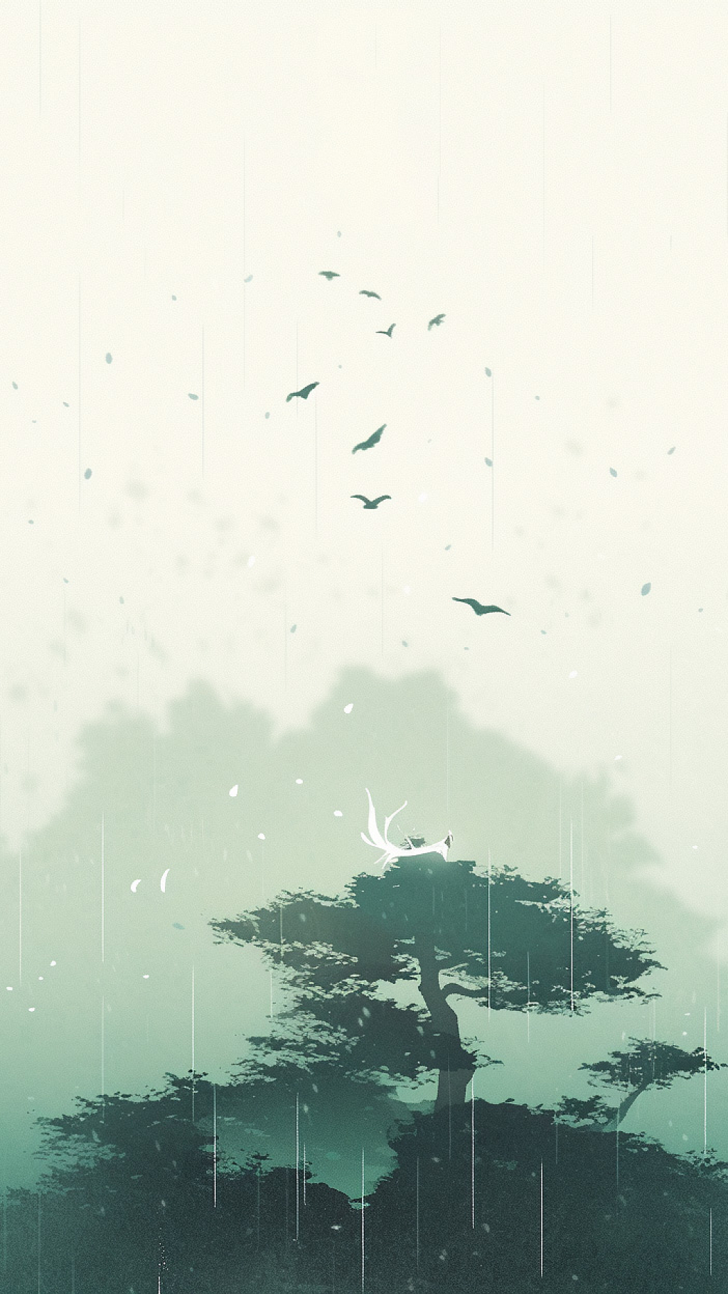 中国风清明节雨景插画AI