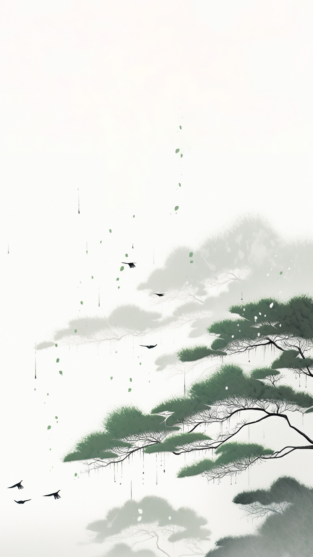 中国风清明节雨景插画AI
