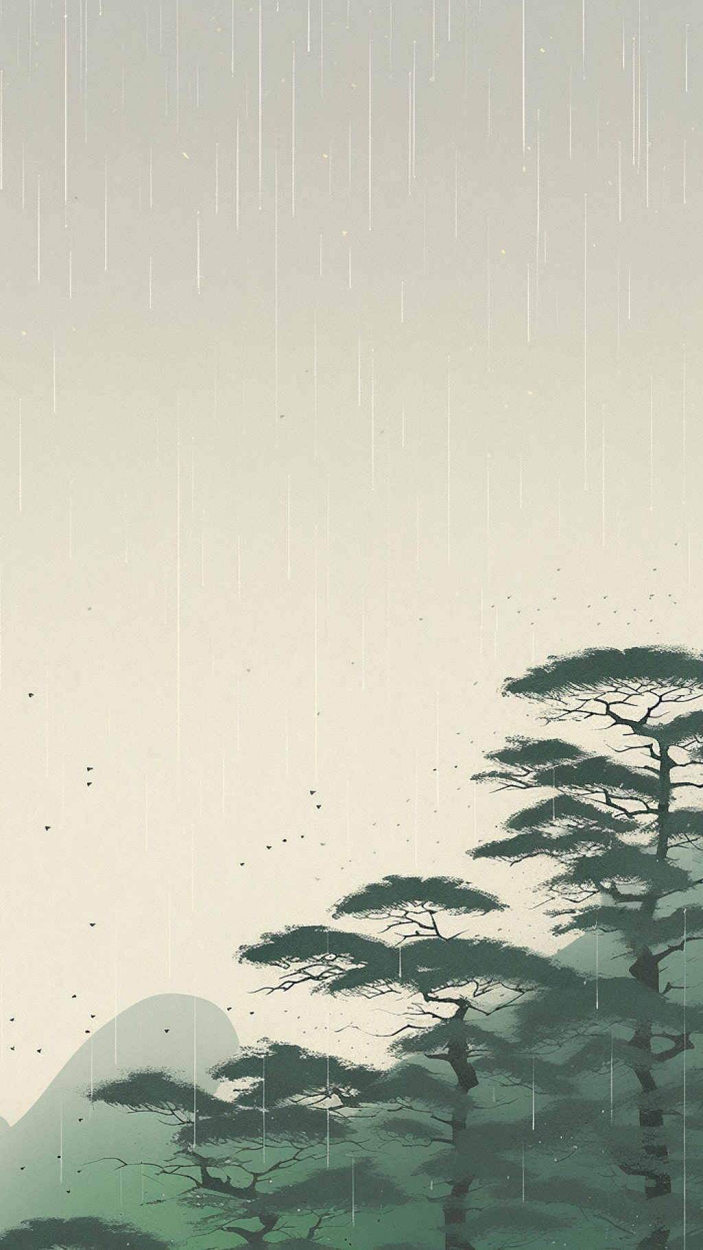 中国风清明节雨景插画AI