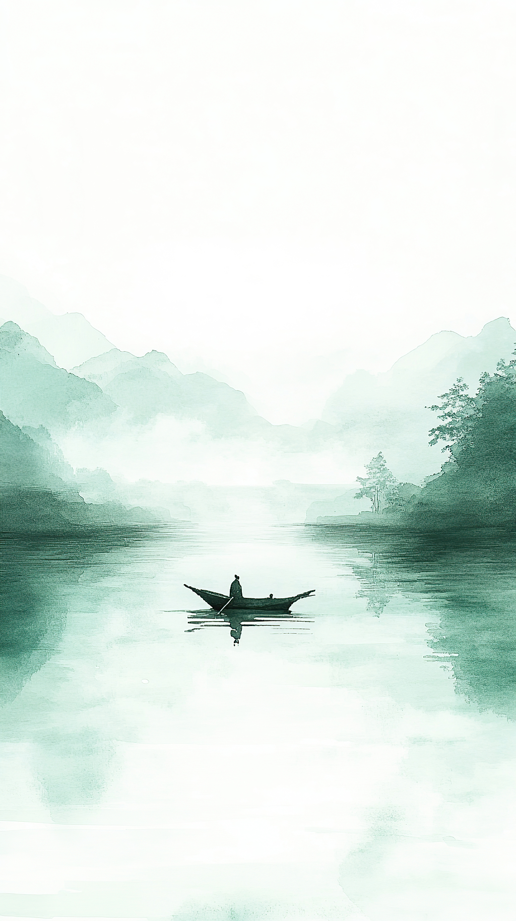 清明节湖面上划船的人背景AI