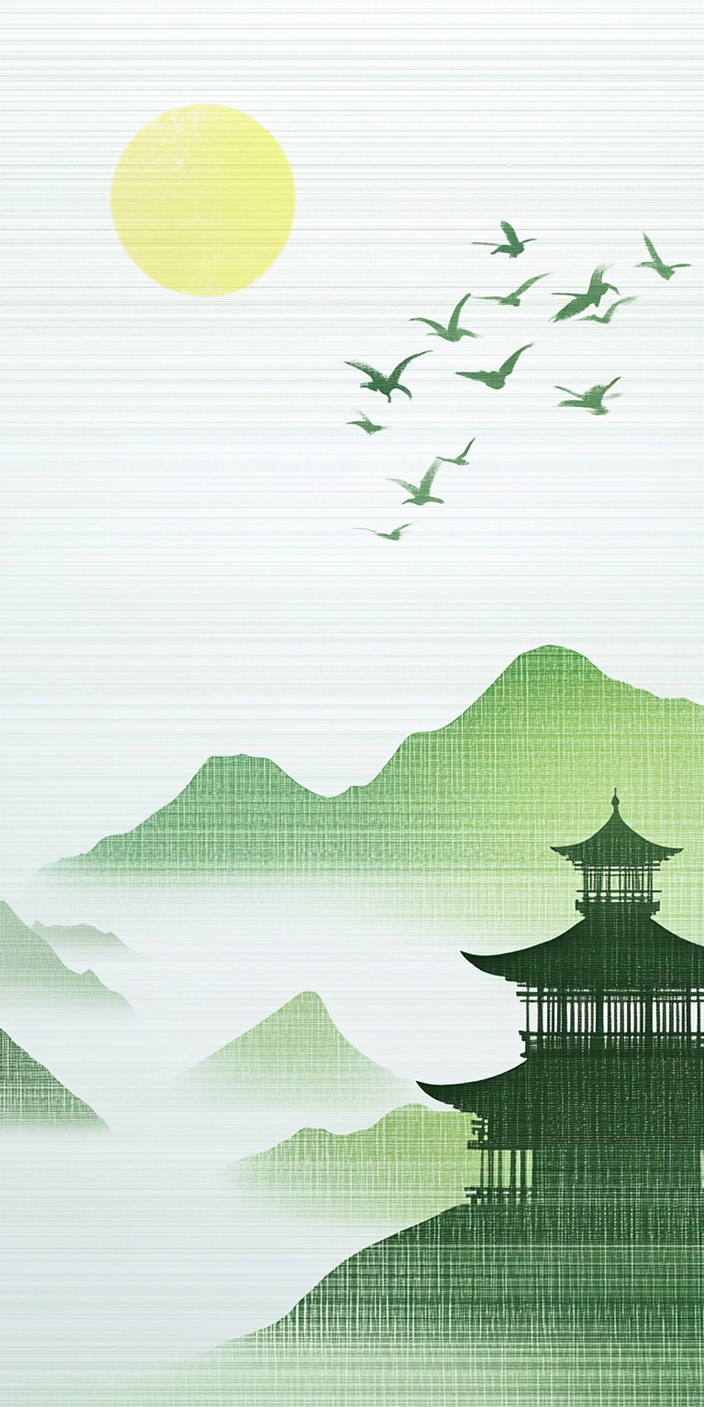 清明节静赏山水一抹青绿的悠然意境AI