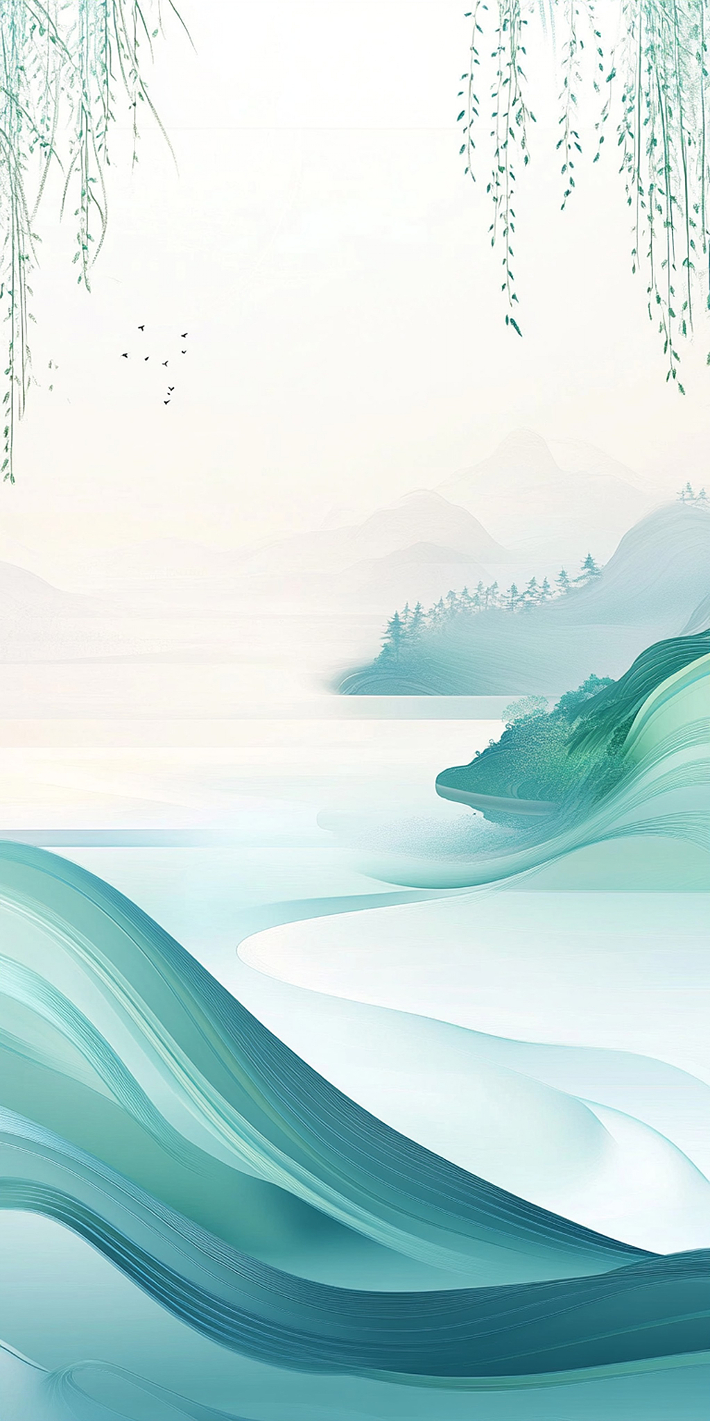 清明节青绿山水间的诗意流淌AI