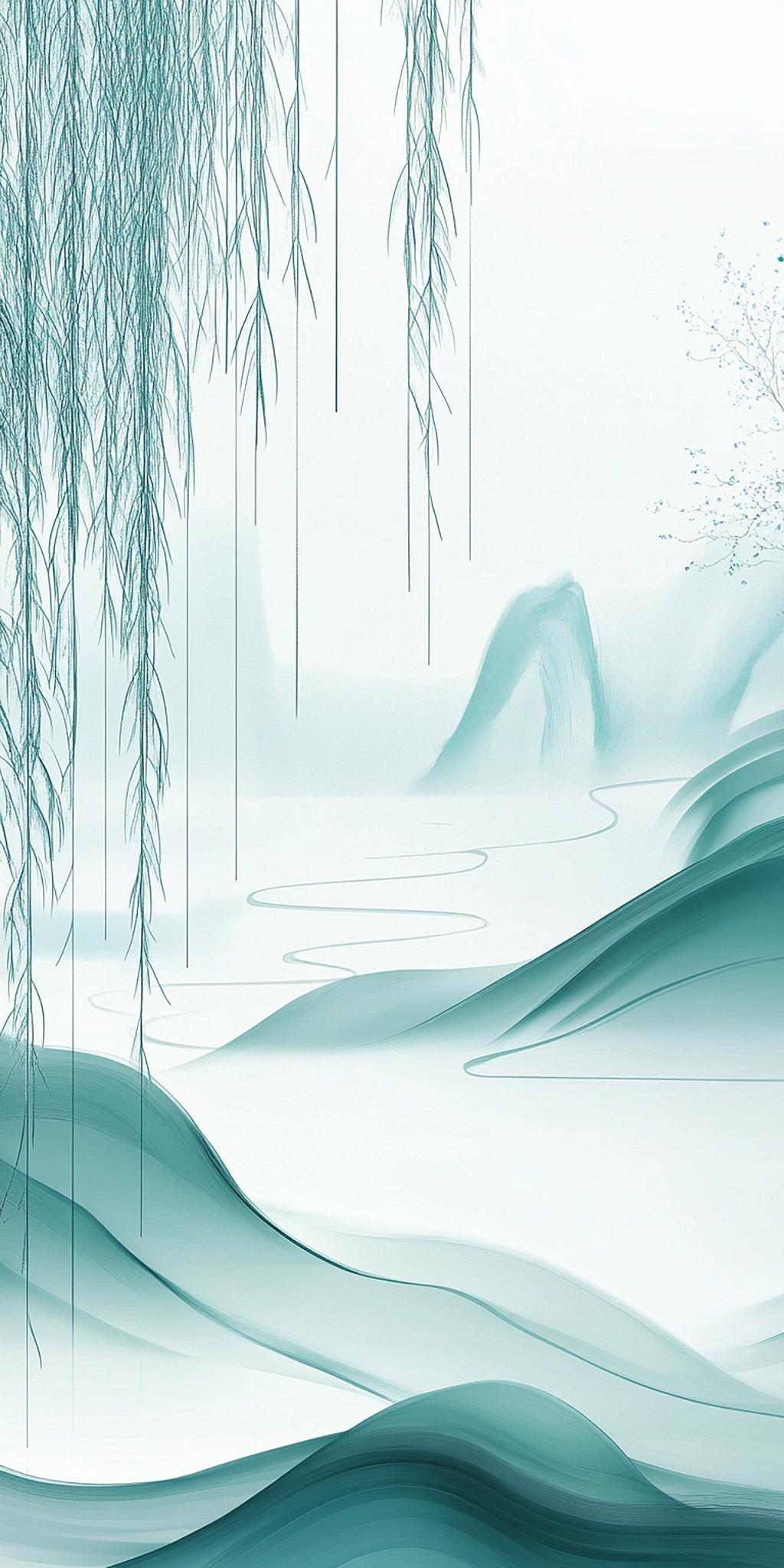 清明节水墨山峦诗意画卷AI